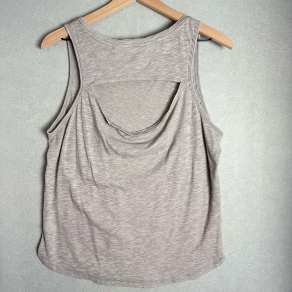 Athleta Women’s Open Cut Out Back Tank Top Slub Sleeveless Grey Women's size L - Picture 3 of 6